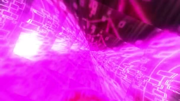 3D рендеринг абстрактного фона прямоугольной воронки со светящимися спиралями и светящимся фоном, сгенерированный компьютером — стоковое видео