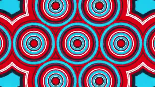 Kaléidoscope de rondes colorées formant un ornement hypnotique. 3d rendu généré par ordinateur arrière-plan technologique — Video