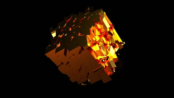 Абстрактний фрактальний золотий куб — стокове фото