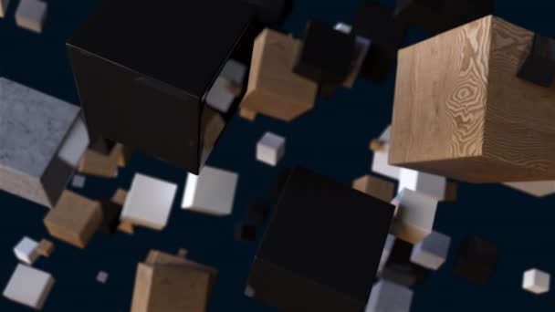 Randomly falling and floating cubes — Stock Video