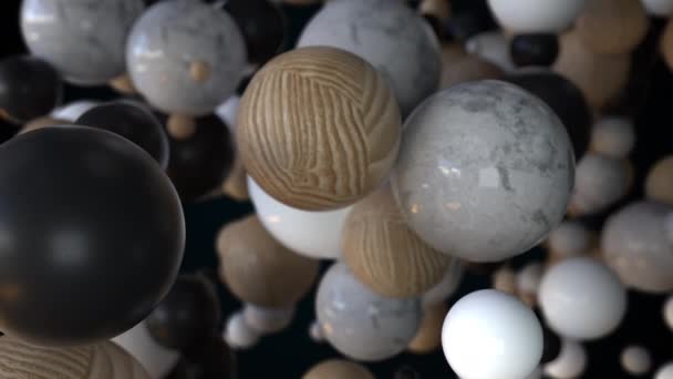 Various spheres flying at random — Stock Video