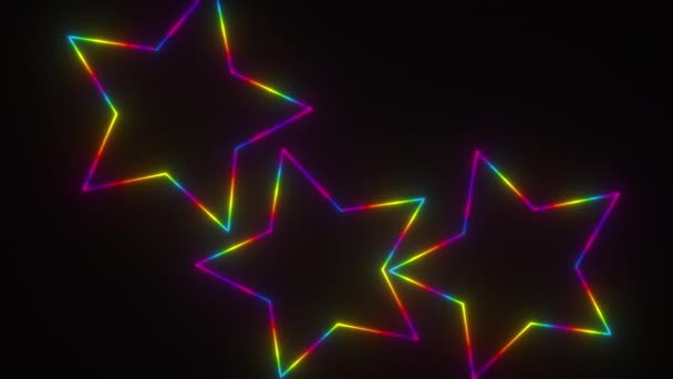 Schemi di stelle in gradiente al neon — Video Stock