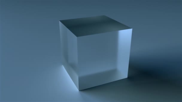 Прозрачный стеклянный куб — стоковое видео