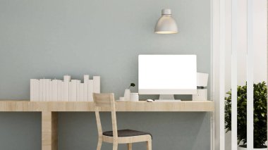 ev ya da apartmandaki işyeri - iş sanatı için iç tasarım - 3D oluşturma