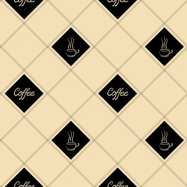 コーヒー、コーヒー カップのシンボルのシームレスなパターンを細胞します。 — ストックベクタ