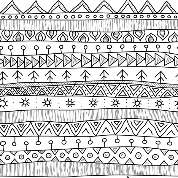 Patrón inconsútil tribal en blanco y negro, estilo patchwork étnico indio o africano — Vector de stock