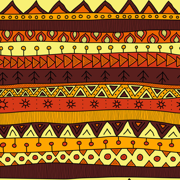 Племенной многоцветный бесшовный рисунок, индийский или африканский этнический стиль лоскутной работы
