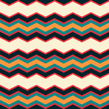 Parlak çok renkli sembol veya zig zag Dikişsiz desen Tekstil ve arka planlar.