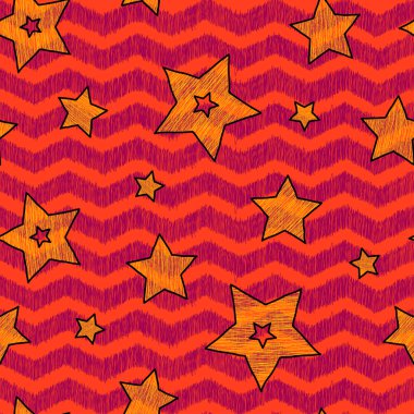 Stars and zigzad seamless texture for wraping paper, backgrouns and textile clipart