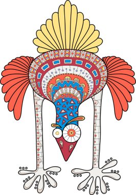 Doodle deseni, çizgi film vektör çizim ile çılgın deve kuşu