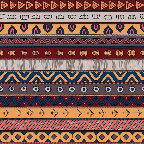 Törzsi többszínű varrat nélküli mintát, indiai és afrikai etnikai patchwork stílus — Stock Vector