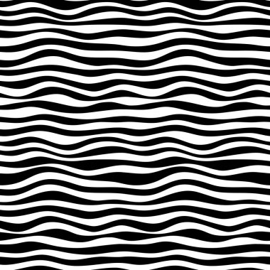 Siyah ve beyaz yanılsama dalga, seamless modeli basit kavisli