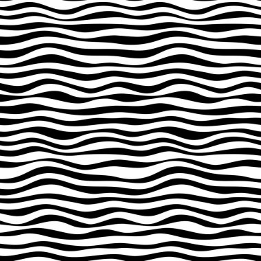Siyah ve beyaz yanılsama dalga, seamless modeli basit kavisli