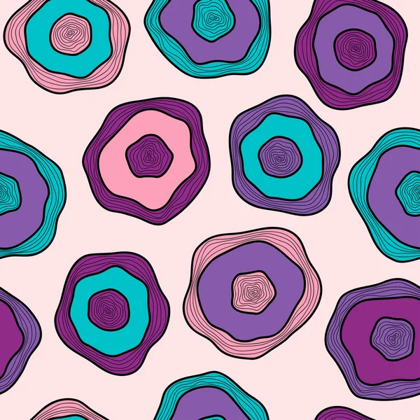 Gouttes multicolores désordonnées sur fond rose, motif vectoriel sans couture pour textile, fond, papier d'emballage — Image vectorielle