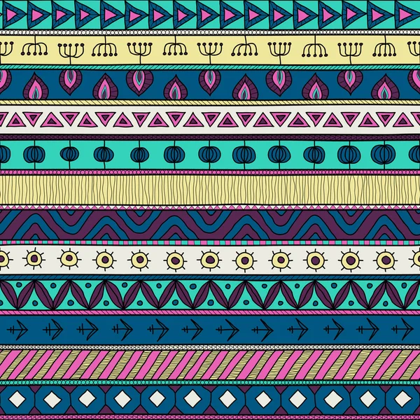 Tribal multicolor naadloze patroon, Indische of Afrikaanse etnische lappendeken stijl — Stockvector