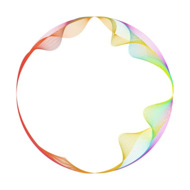 Colorful abstract circular wave on white background. Abstract circle frame with wave lines pattern flowing. Music, technology, ai and artificial intelligence concept