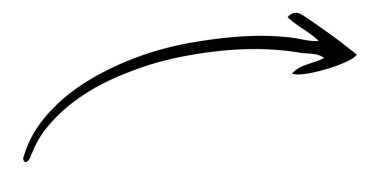 Elle çizilmiş ok sağ tarafı gösteriyor. Beyaz arkaplanda karalama oku