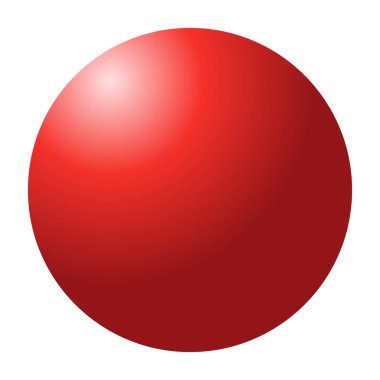 Beyaz arka planda kırmızı yuvarlak top. Küreler ve top yuvarlak küre