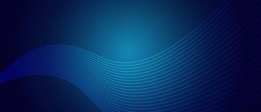 Parlak çizgi tasarım öğesine sahip mavi soyut arkaplan. Dalga hareket düzeni. Arka plan veya duvar kağıdı için modern fütüristik tasarım. Dijital siber uzay, yüksek teknoloji, teknoloji kavramı