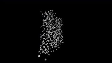 Alfa Kanallı Harflerden Yapılan Mektup. 3D Yazı Tipi. Alfabe Harf Animasyonu. Şeffaf Arkaplan