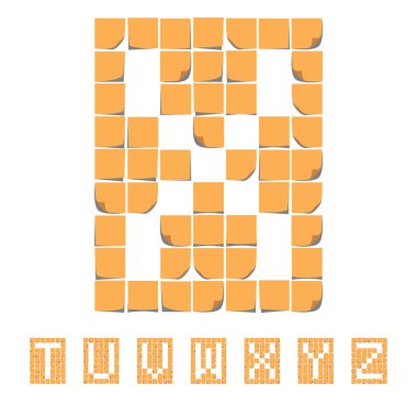 Etiket yazı tipi alfabe. Yapışkan notlar. Eps8