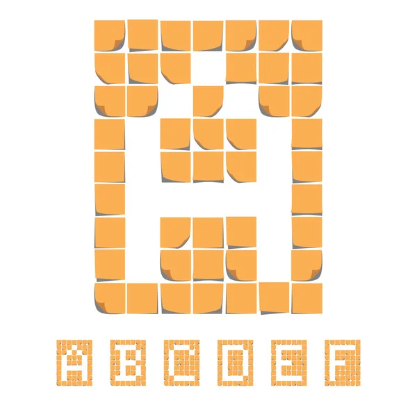 Sticker lettertype alfabet. Plaknotities. Eps8 — Stockvector