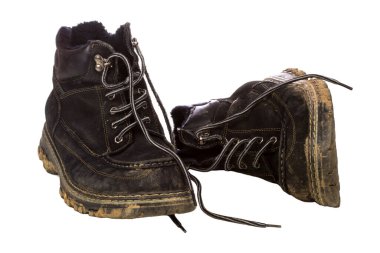 Beyaz bir arka plan üzerinde izole kirli çizme bir çift