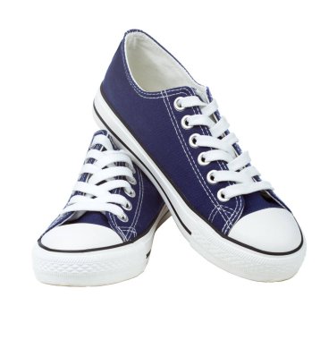 Çift beyaz arka plan üzerinde izole mavi spor ayakkabı