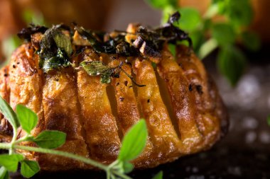 Patates keser yağ ile yakın çekim