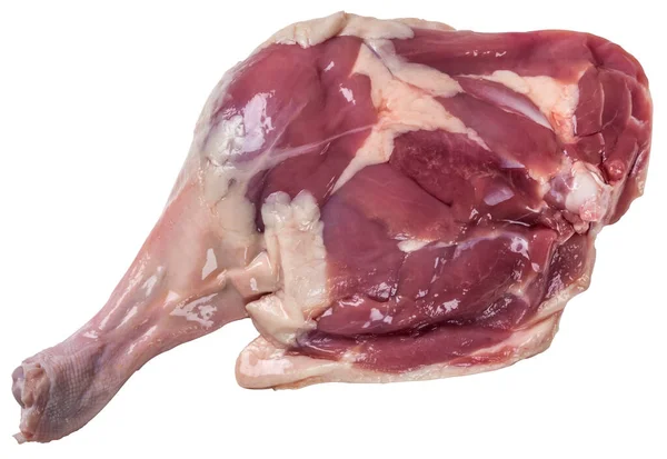 Çiğ ördek bacağı beyaz arkaplanda izole edilmiş ve kırpma yolu dahil