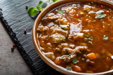 Doğu Avrupa geleneksel ekşi çorba ya da sebzeli et ve sebzeli çorba.