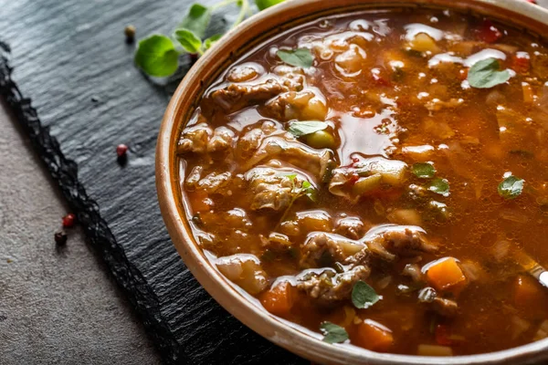 Doğu Avrupa geleneksel ekşi çorba ya da sebzeli et ve sebzeli çorba.