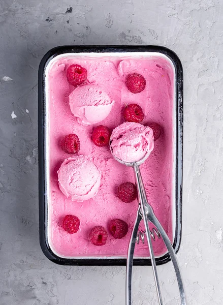 Ice cream, raspberries, raspberry, cold, summer, pink, balls