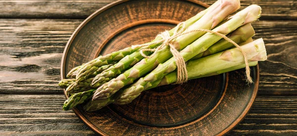 Fresh Green Asparagus Wooden Background — Stock Photo, Image
