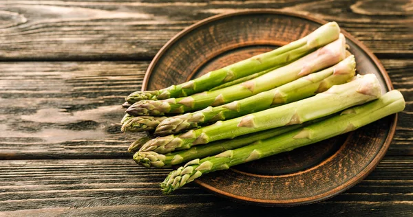 Fresh Green Asparagus Wooden Background — Stock Photo, Image