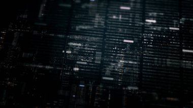 Parlak merkezi ışık kaynağına sahip devre kartı veya ağ matrisi.