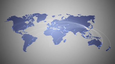 Dünyanın dijital haritası Şangay seyahatini gösteriyor. 