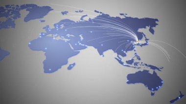 Dünyanın dijital haritası Seul seyahatini gösteriyor. 