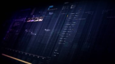 Karmaşık gerçek zamanlı bilgi ve istatistikleri gösteren geleceksel görüntü.