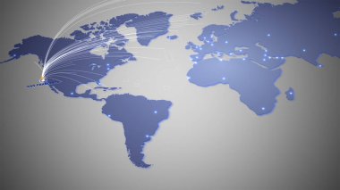 Dünyanın dijital haritası San Francisco seyahatini gösteriyor.