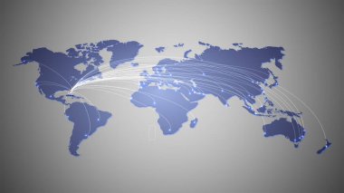 Dünyanın dijital haritasının mavi rengi Miami seyahatini gösteriyor. 