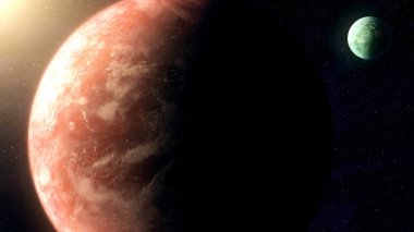 Uzayda parlayan yıldızlı iki gezegen