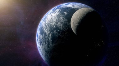 Dünya ve ay dış uzay görünümünde