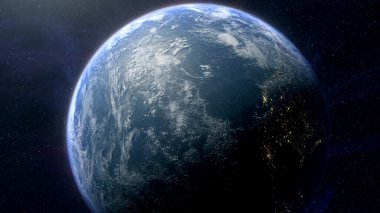 Uzaydan mavi okyanuslarla görünen dünya