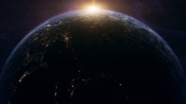 Dünya, uzaydan gün doğumuyla aydınlandı.