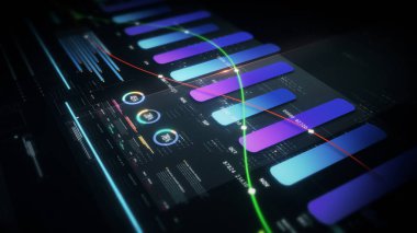 veri analizi gösterge paneli, iş ölçümleri görselleştiriliyor.