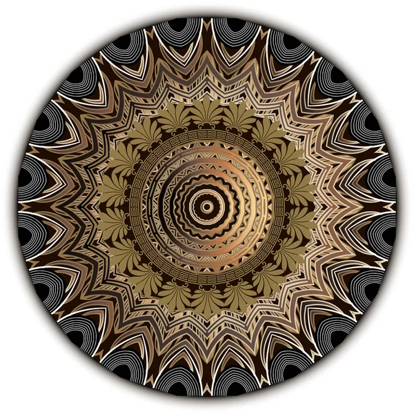 Fiore Astratto Modello Mandala Stile Greco Rotondo Sfondo Decorativo Deco — Vettoriale Stock