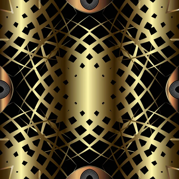 Aur Model Fără Sudură Geometric Deco Fundal Ornat Texturat Ornamente — Vector de stoc