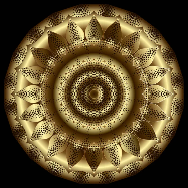 Χρυσό Στρογγυλό Επιφάνεια Mandala Μοτίβο Διακοσμητικό Φόντο Deco Υφή Floral — Διανυσματικό Αρχείο