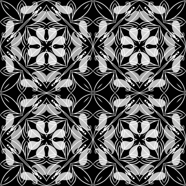Пейслі Чорний Білий Квітковий Візерунок Вітрил Походження Орнаментального Векторного Стилю — стоковий вектор